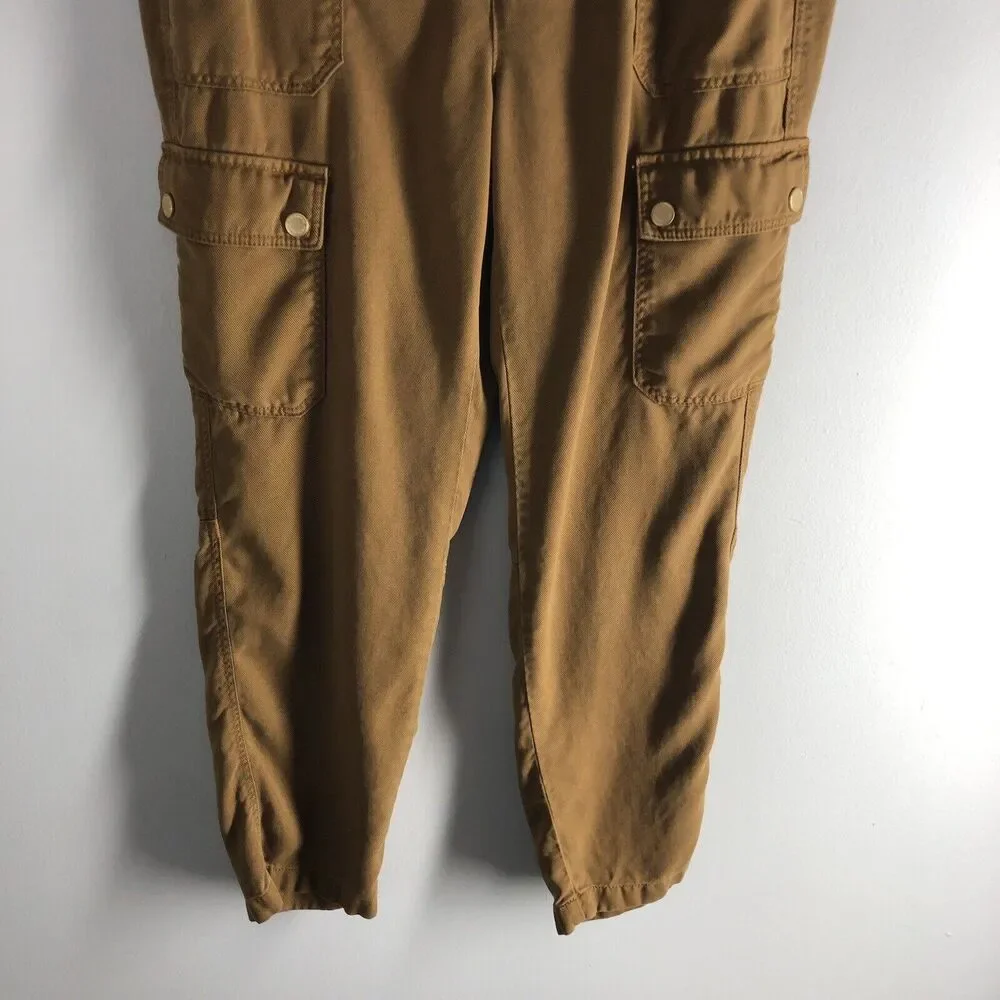 White House Black Market Sz 6 Cargo Pants High‎ Rise Straight Ankle Bronze Brown
